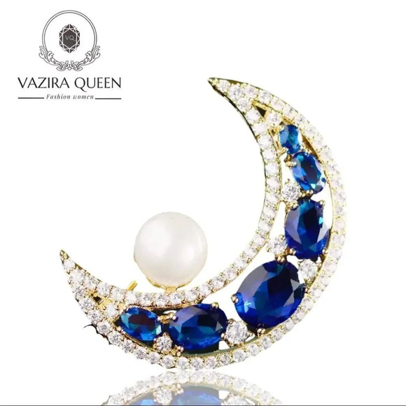 VQ Half Moon Brooch - Picture 1 of 5